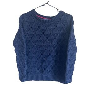 Tommy Hilfiger 100% Cotton Crochet Chunky Knit Navy Blue Sweater Size Medium